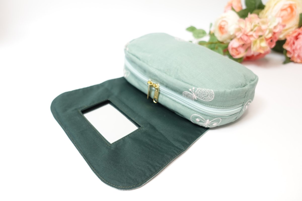 画像7:  Agnès(アニエス)ミラー付きラウンドファスナー開閉ポーチ（２サイズ展開） (7)