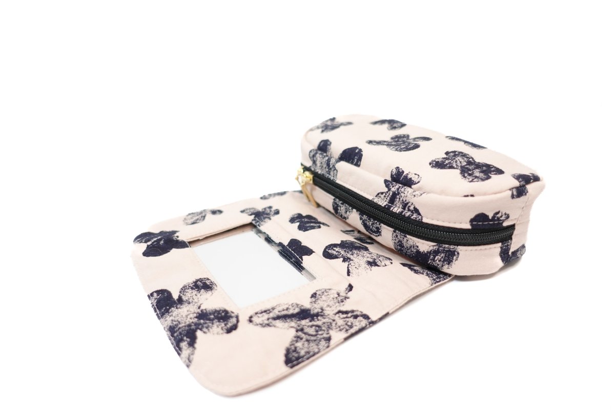 画像4:  Agnès(アニエス)ミラー付きラウンドファスナー開閉ポーチ（２サイズ展開） (4)